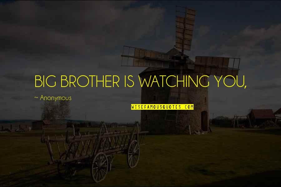 Big Brother Watching You Quotes By Anonymous: BIG BROTHER IS WATCHING YOU,