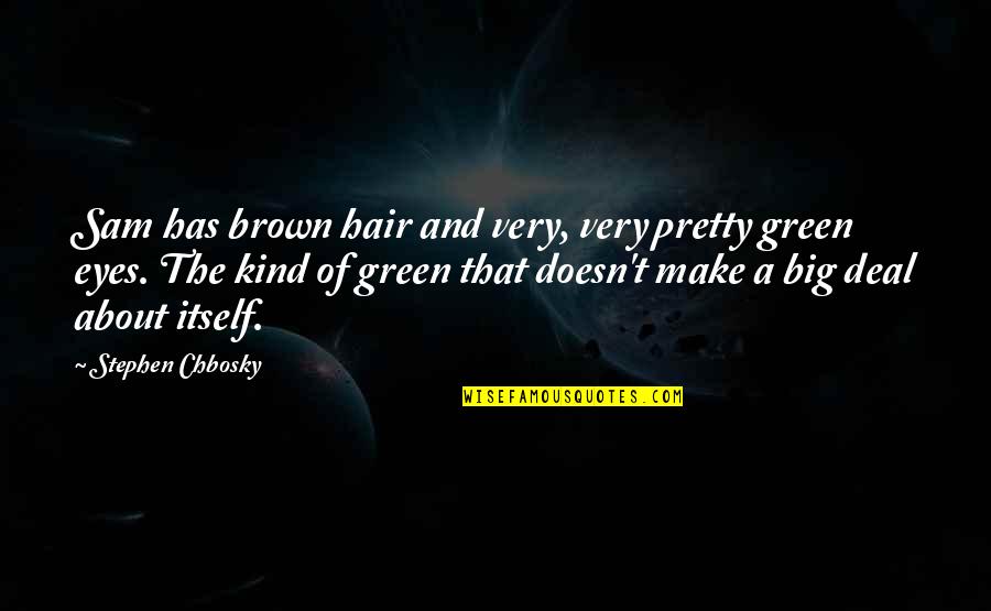 Big Brown Eyes Quotes By Stephen Chbosky: Sam has brown hair and very, very pretty