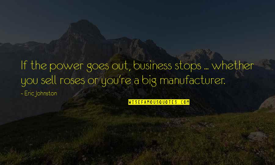 Big Business Quotes By Eric Johnston: If the power goes out, business stops ...