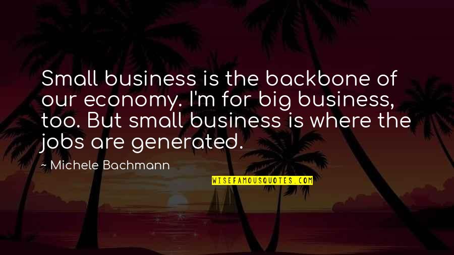 Big Business Quotes By Michele Bachmann: Small business is the backbone of our economy.