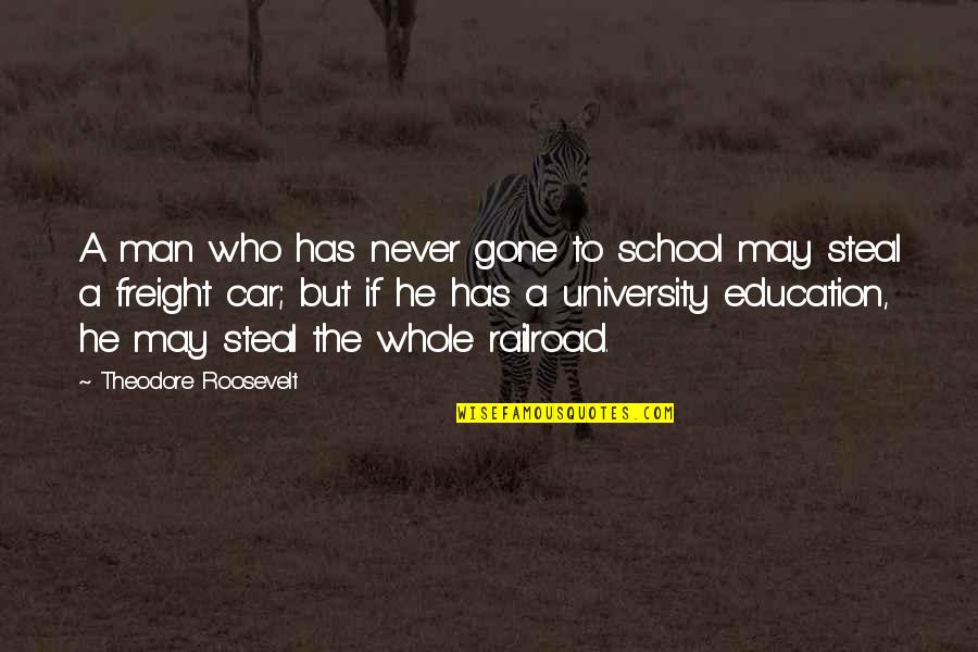 Big Business Quotes By Theodore Roosevelt: A man who has never gone to school