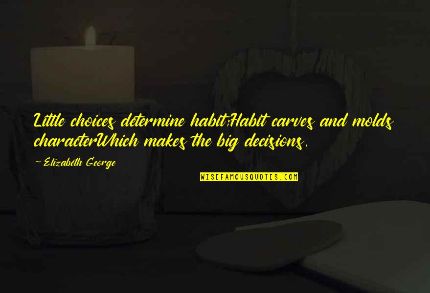 Big Decisions In Life Quotes By Elizabeth George: Little choices determine habit;Habit carves and molds characterWhich