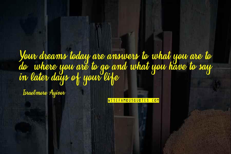 Big Dreams Quotes By Israelmore Ayivor: Your dreams today are answers to what you