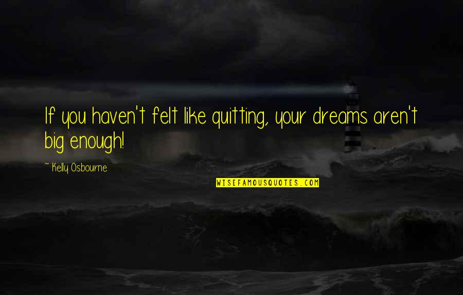 Big Dreams Quotes By Kelly Osbourne: If you haven't felt like quitting, your dreams