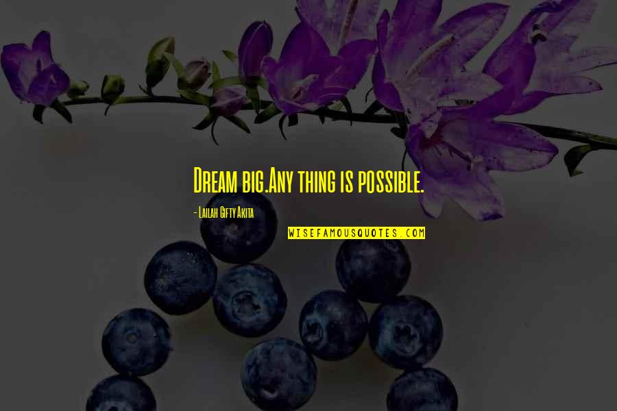 Big Dreams Quotes By Lailah Gifty Akita: Dream big.Any thing is possible.