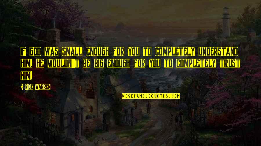 Big Enough Quotes By Rick Warren: If God was small enough for you to Big Enough Quotes By Rick Warren: If God was small enough for you to