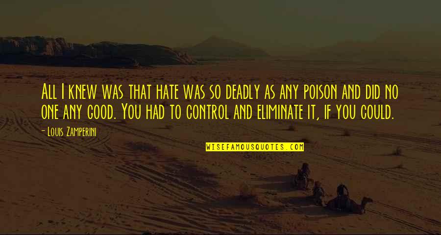 Big Extended Family Quotes By Louis Zamperini: All I knew was that hate was so Big Extended Family Quotes By Louis Zamperini: All I knew was that hate was so