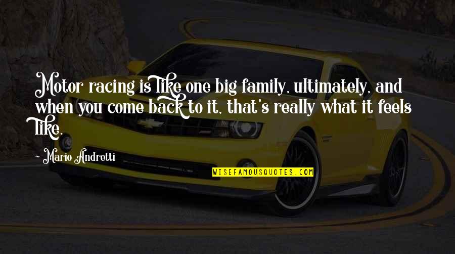 Big Family Quotes By Mario Andretti: Motor racing is like one big family, ultimately,