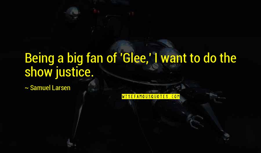 Big Fan Quotes By Samuel Larsen: Being a big fan of 'Glee,' I want