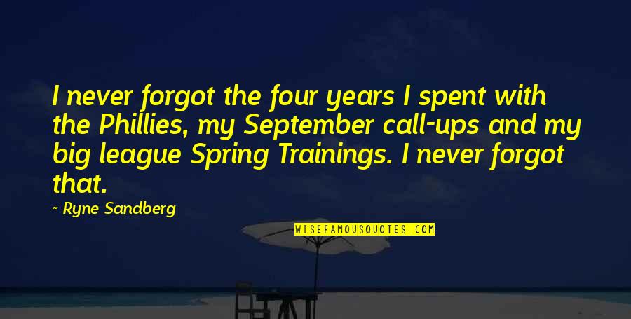 Big Four Quotes By Ryne Sandberg: I never forgot the four years I spent