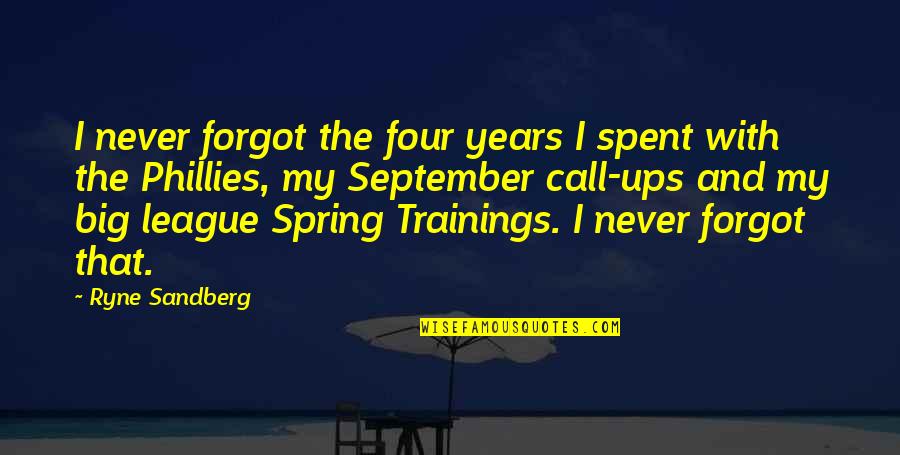 Big Four Quotes By Ryne Sandberg: I never forgot the four years I spent Big Four Quotes By Ryne Sandberg: I never forgot the four years I spent