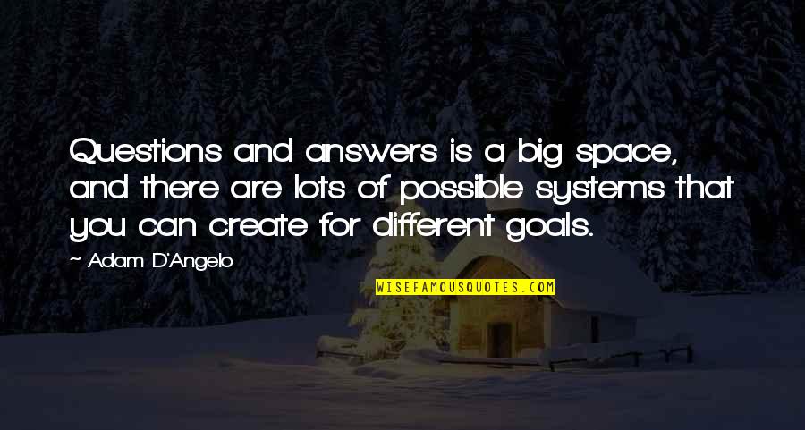 Big Goals Quotes By Adam D'Angelo: Questions and answers is a big space, and