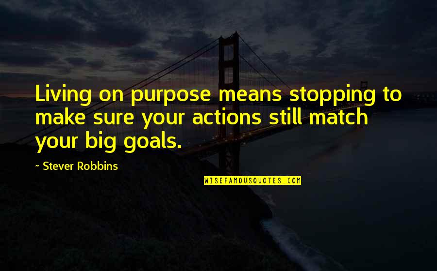 Big Goals Quotes By Stever Robbins: Living on purpose means stopping to make sure