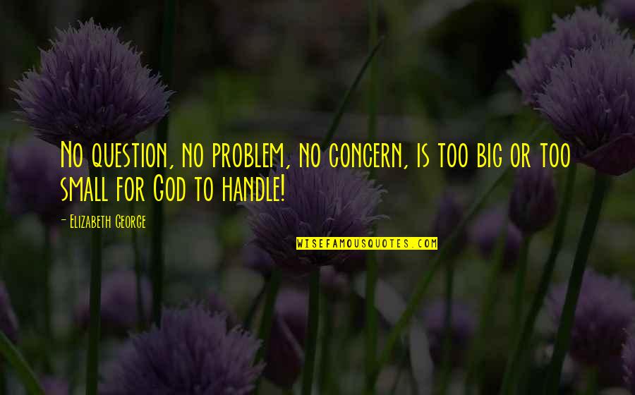 Big God Quotes By Elizabeth George: No question, no problem, no concern, is too