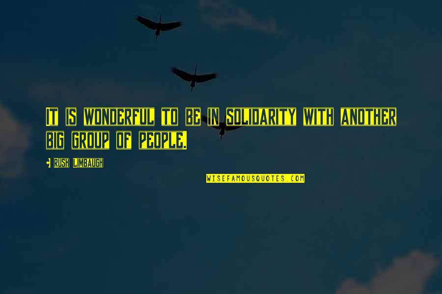 Big Group Quotes By Rush Limbaugh: It is wonderful to be in solidarity with