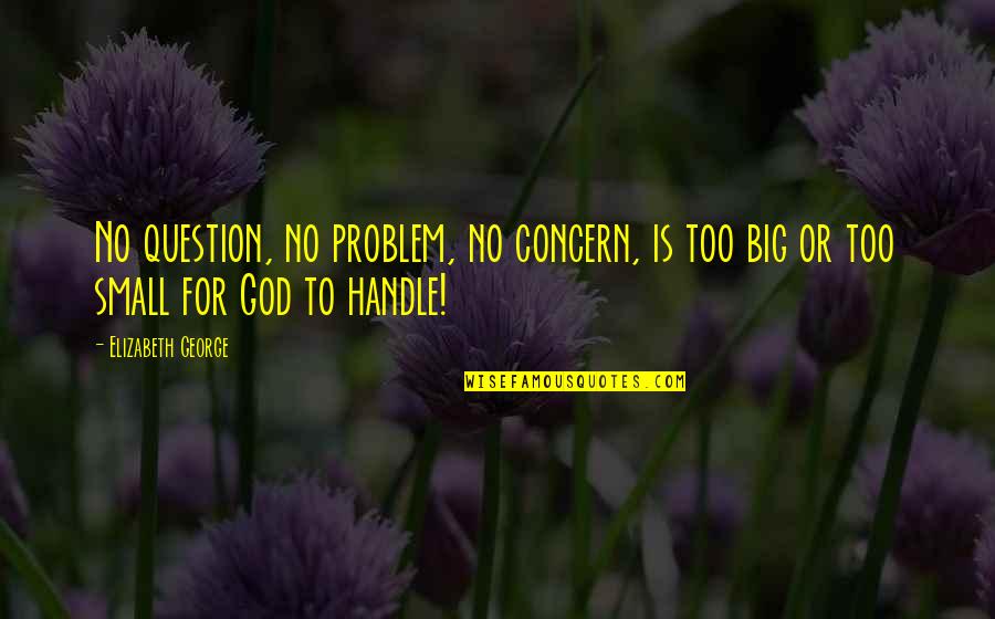 Big L Love Quotes By Elizabeth George: No question, no problem, no concern, is too