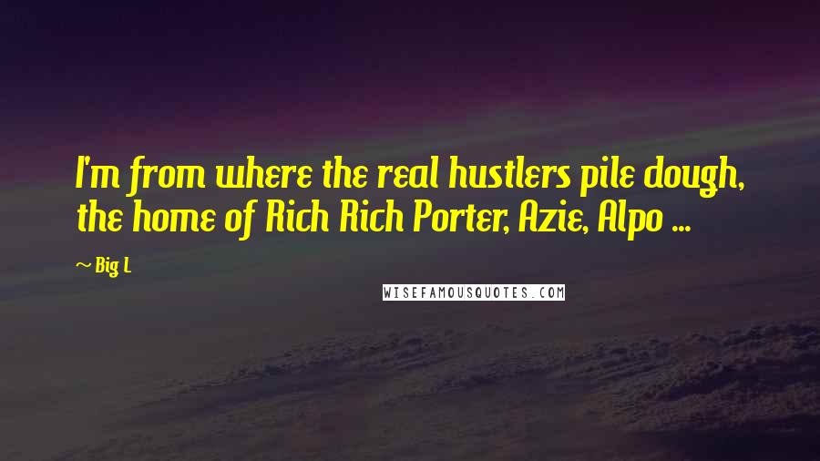 Big L quotes: I'm from where the real hustlers pile dough, the home of Rich Rich Porter, Azie, Alpo ...