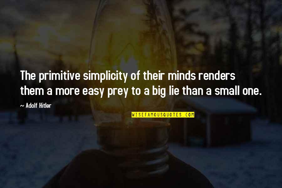 Big Minds Quotes By Adolf Hitler: The primitive simplicity of their minds renders them