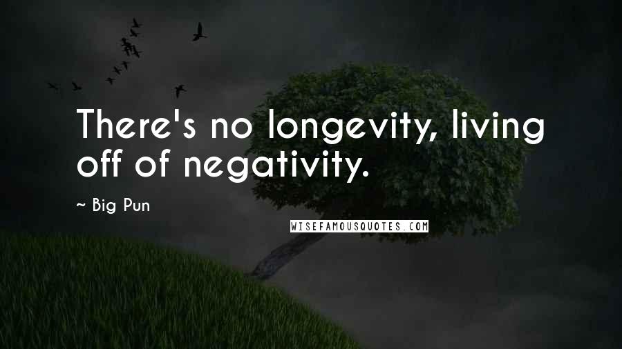 Big Pun quotes: There's no longevity, living off of negativity.