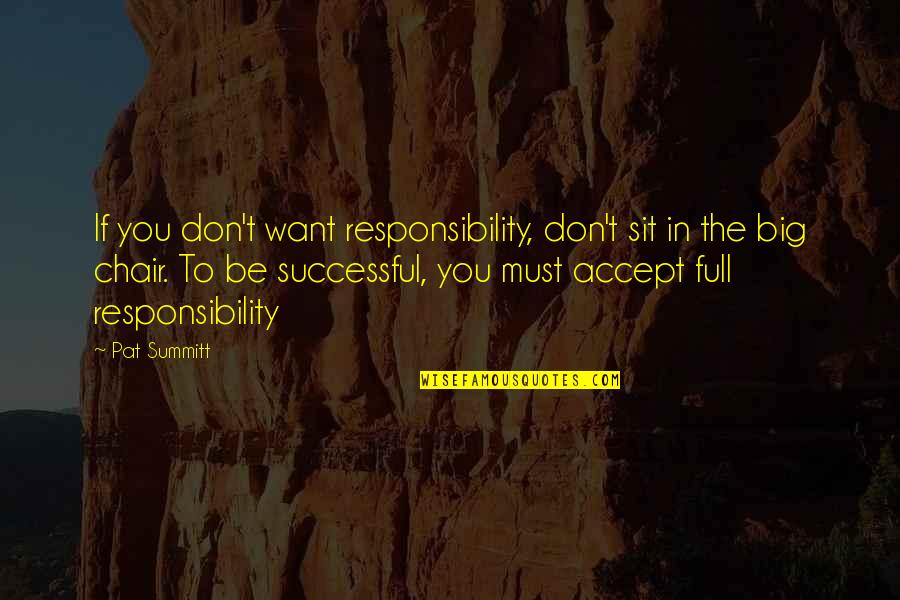Big Responsibility Quotes By Pat Summitt: If you don't want responsibility, don't sit in