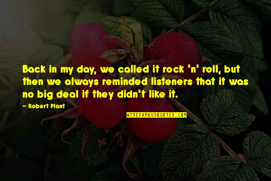 Big Rock Quotes By Robert Plant: Back in my day, we called it rock