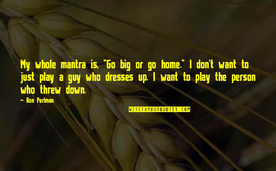 Big Ron Quotes By Ron Perlman: My whole mantra is, "Go big or go Big Ron Quotes By Ron Perlman: My whole mantra is, "Go big or go