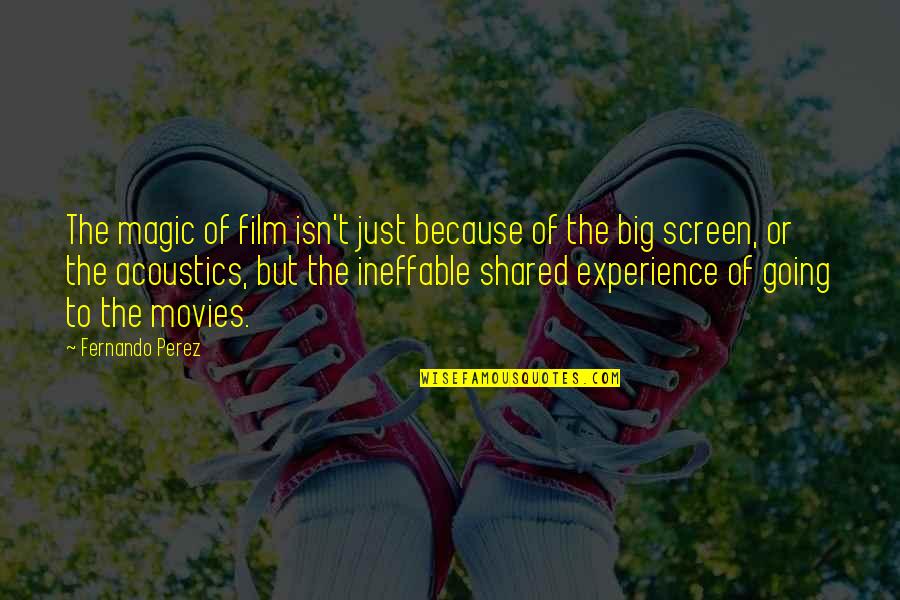 Big Screen Quotes By Fernando Perez: The magic of film isn't just because of