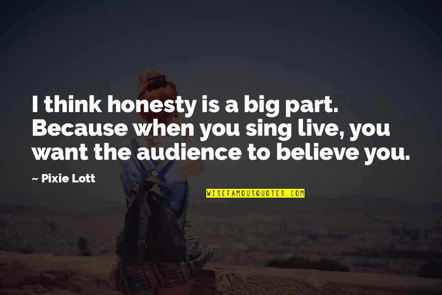 Big Thinking Quotes By Pixie Lott: I think honesty is a big part. Because