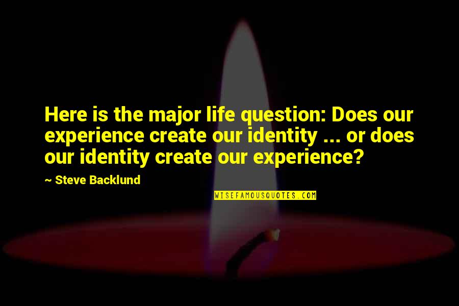 Big Time Movie Quotes By Steve Backlund: Here is the major life question: Does our Big Time Movie Quotes By Steve Backlund: Here is the major life question: Does our