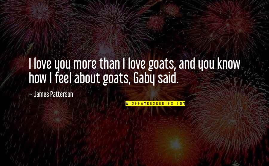 Bigbang Theories Quotes By James Patterson: I love you more than I love goats, Bigbang Theories Quotes By James Patterson: I love you more than I love goats,