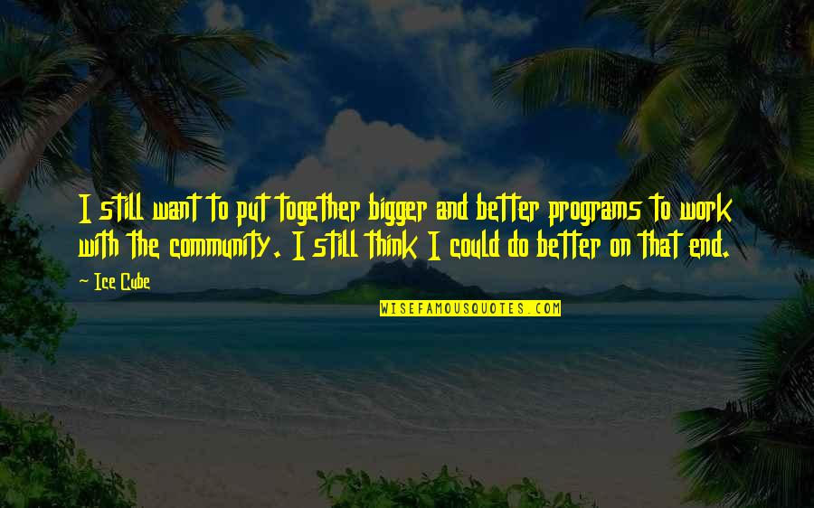 Bigger Is Not Better Quotes By Ice Cube: I still want to put together bigger and
