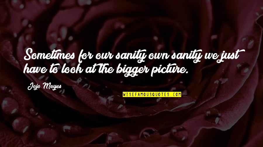 Bigger Picture Quotes By Jojo Moyes: Sometimes for our sanity own sanity we just