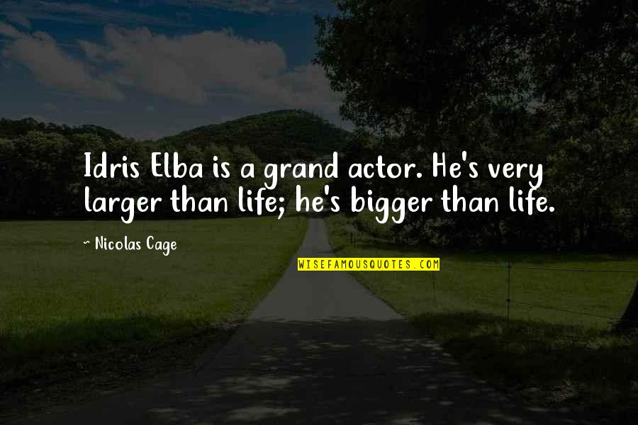 Bigger Than Life Quotes By Nicolas Cage: Idris Elba is a grand actor. He's very