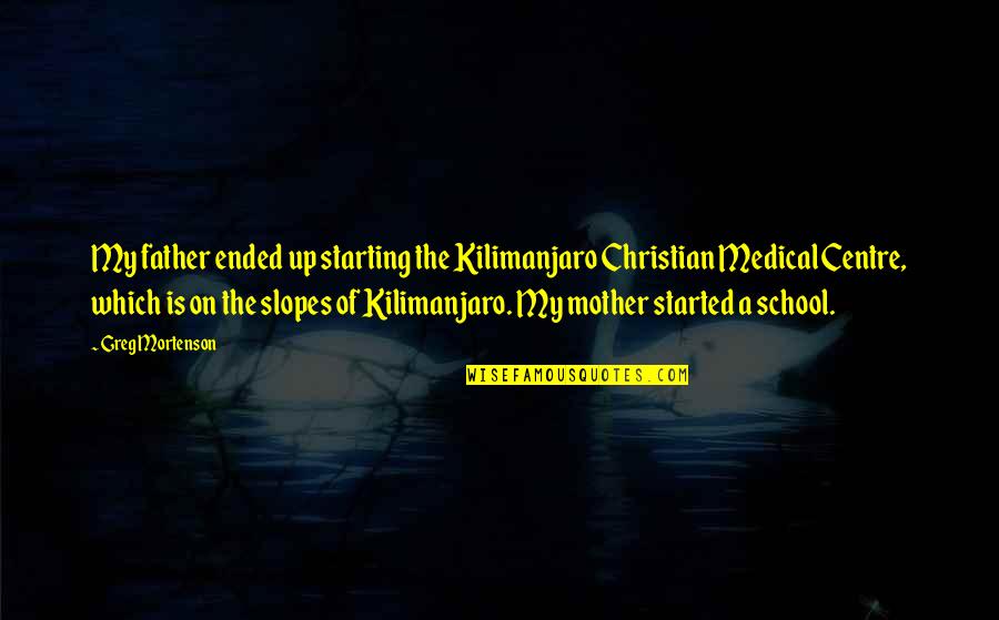 Biggest Blunder Quotes By Greg Mortenson: My father ended up starting the Kilimanjaro Christian