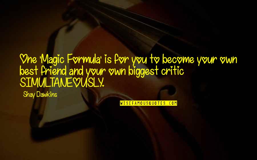 Biggest Critic Quotes By Shay Dawkins: One 'Magic Formula' is for you to become