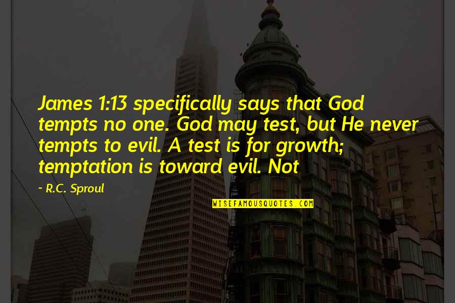 Biggest Misconception Quotes By R.C. Sproul: James 1:13 specifically says that God tempts no Biggest Misconception Quotes By R.C. Sproul: James 1:13 specifically says that God tempts no