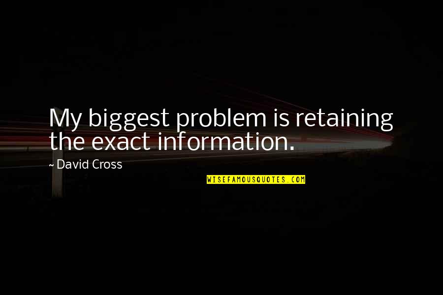 Biggest Quotes By David Cross: My biggest problem is retaining the exact information.