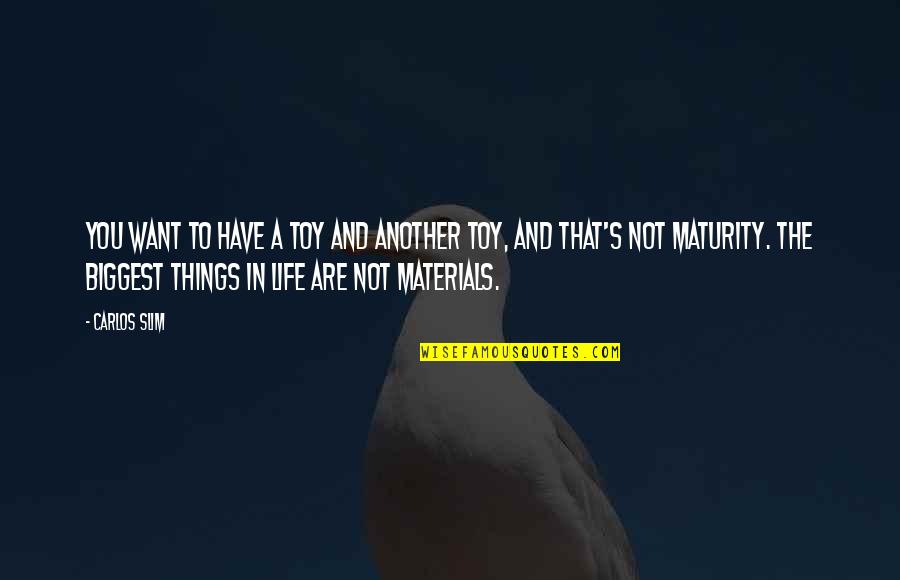 Biggest Things In Life Quotes By Carlos Slim: You want to have a toy and another Biggest Things In Life Quotes By Carlos Slim: You want to have a toy and another