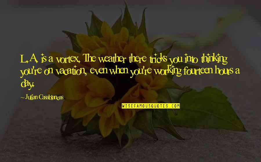 Bignall Keeler Quotes By Julian Casablancas: L.A. is a vortex. The weather there tricks Bignall Keeler Quotes By Julian Casablancas: L.A. is a vortex. The weather there tricks