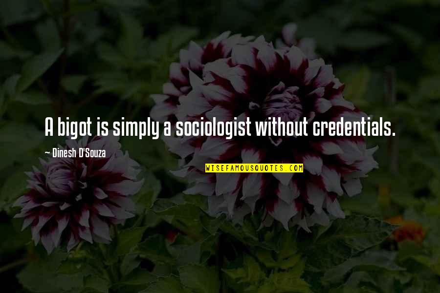 Bigot Quotes By Dinesh D'Souza: A bigot is simply a sociologist without credentials.