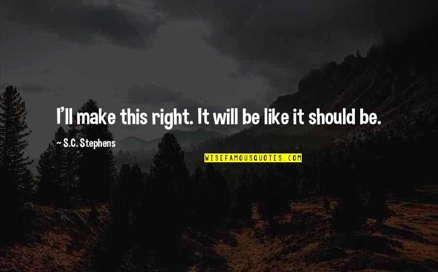 Bigoted People Quotes By S.C. Stephens: I'll make this right. It will be like