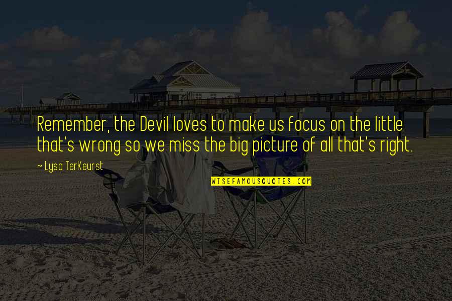 Big's Quotes By Lysa TerKeurst: Remember, the Devil loves to make us focus