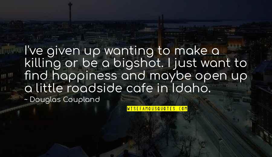 Bigshot Quotes By Douglas Coupland: I've given up wanting to make a killing