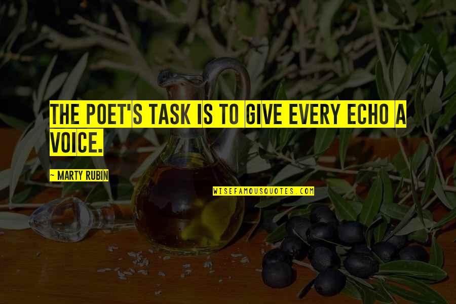Biguine Jean Claude Quotes By Marty Rubin: The poet's task is to give every echo Biguine Jean Claude Quotes By Marty Rubin: The poet's task is to give every echo