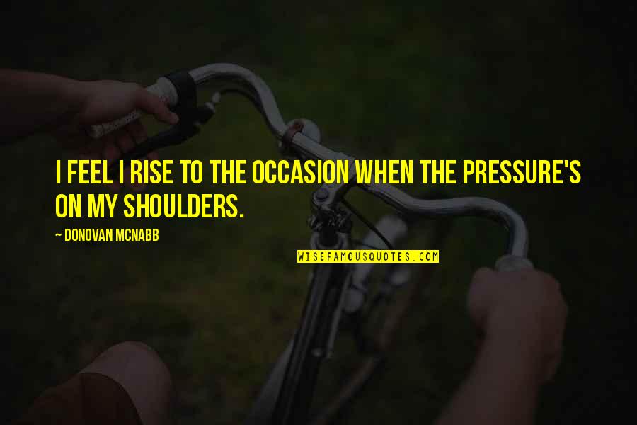 Bike Racing Attitude Quotes By Donovan McNabb: I feel I rise to the occasion when