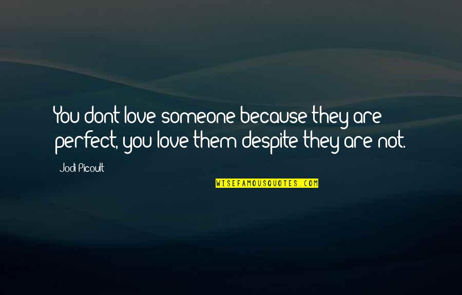 Bike Spokes Quotes By Jodi Picoult: You dont love someone because they are perfect,