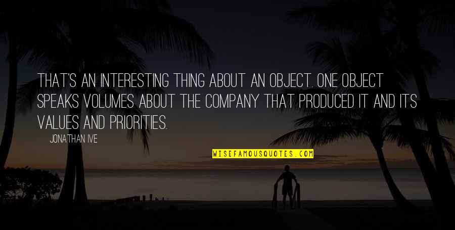 Bikerider Quotes By Jonathan Ive: That's an interesting thing about an object. One