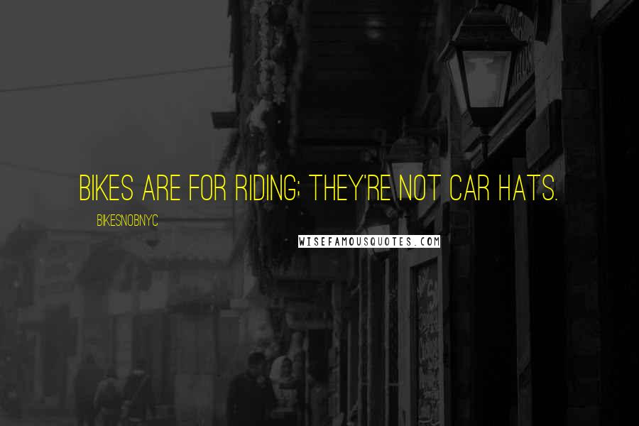 BikeSnobNYC quotes: Bikes are for riding; they're not car hats.