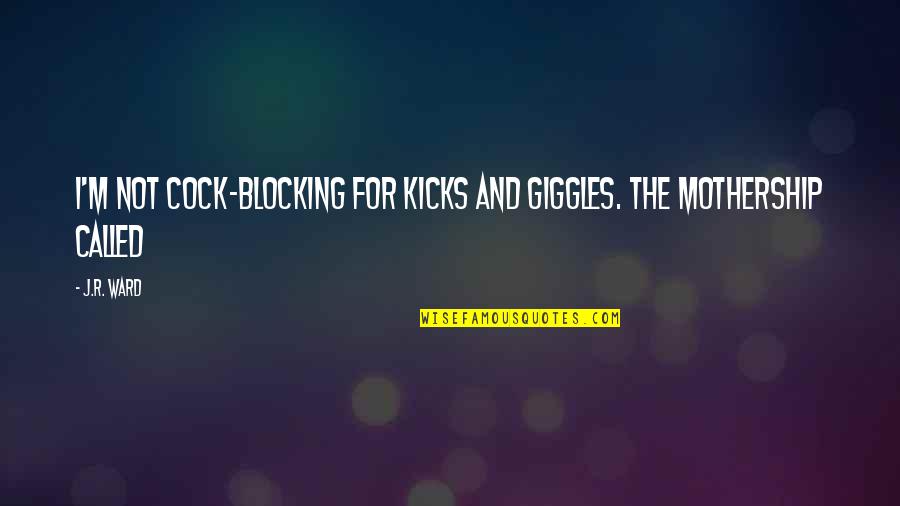 Bikoro Congo Quotes By J.R. Ward: I'm not cock-blocking for kicks and giggles. The