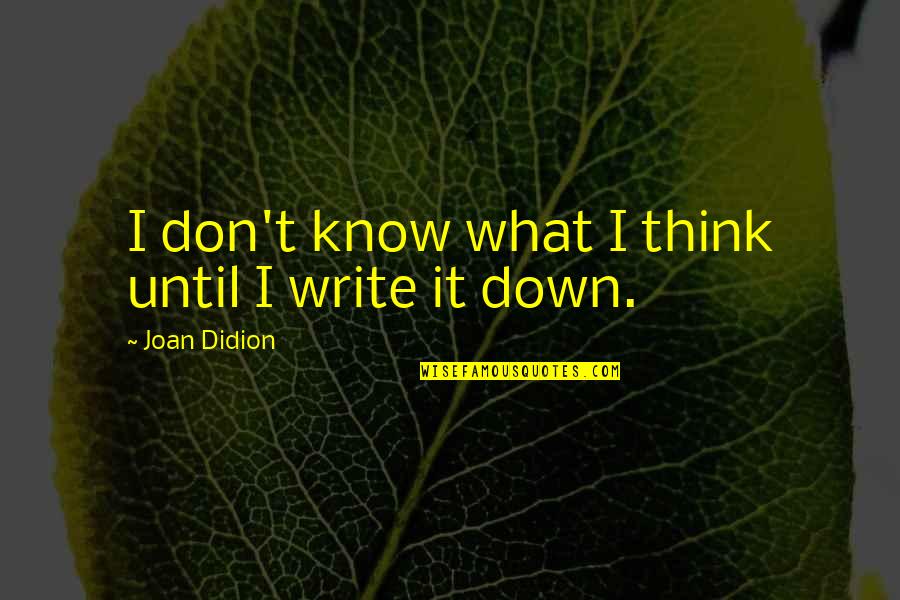 Bilaca Quotes By Joan Didion: I don't know what I think until I